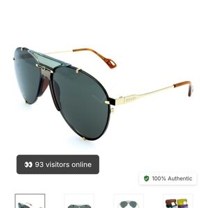 Gucci Gold and Black Aviator Sunglasses